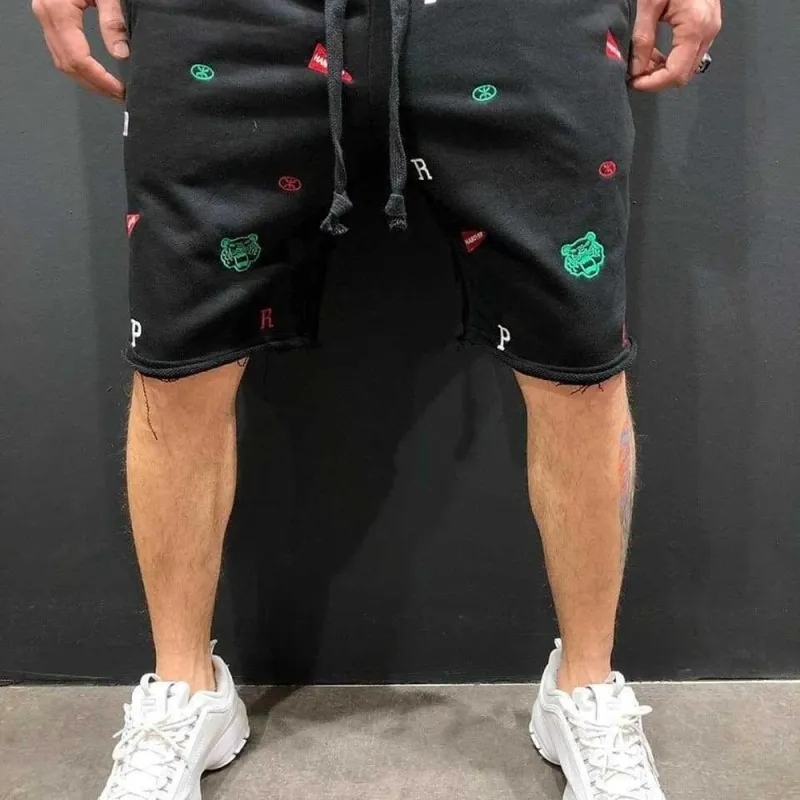 Men's Embroidered Skinny Fitness Shorts 1