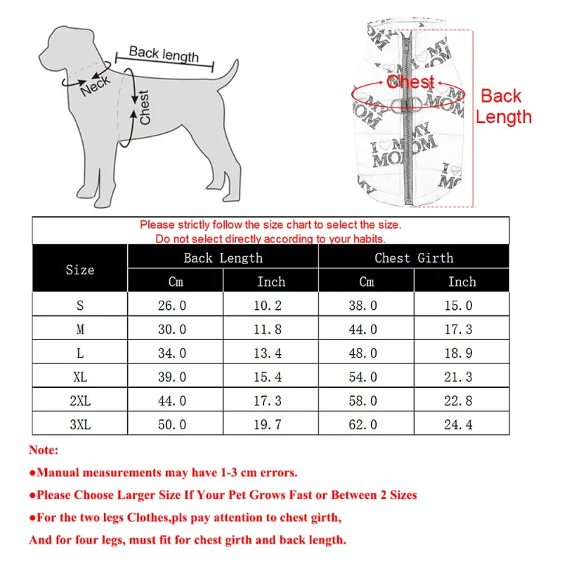 Winter Windproof Dog Jacket for Small Dogs 6