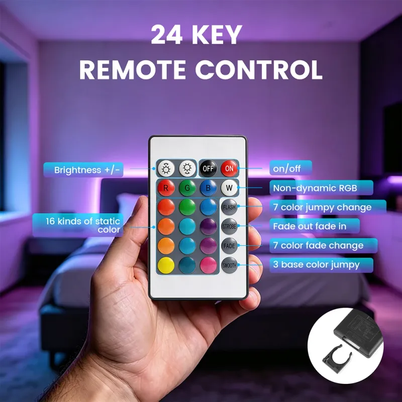 220V RGB LED Strip Light Kit with Remote 4