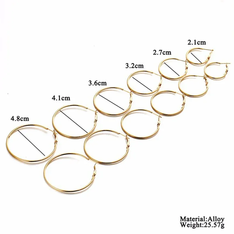 6-Pair Gold & Silver Hoop Earrings Set 3