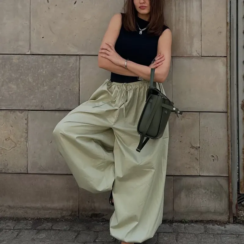 Cotton Lantern Wide Leg Pants 3