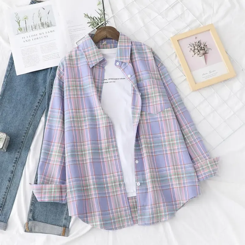 Casual Plaid Long Sleeve Blouse 2