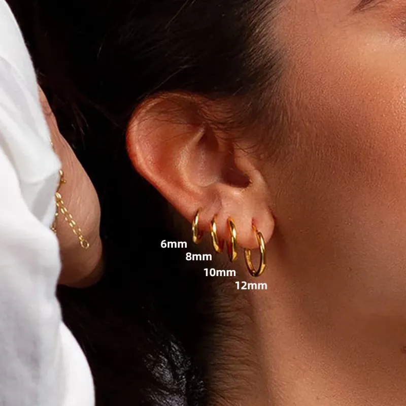 Gold Plated Huggies Earrings Set 4-Pair 1