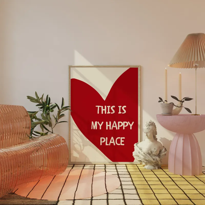 Happy Place Heart Quote Canvas Art 6
