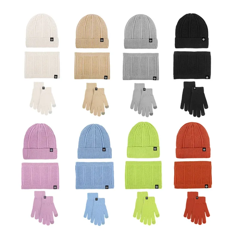 Winter Knitted Hat Scarf & Gloves Set 6