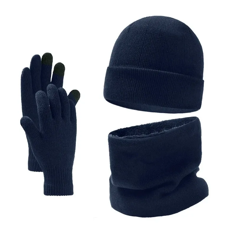 Men's Winter Beanie Scarf Gloves Set 3