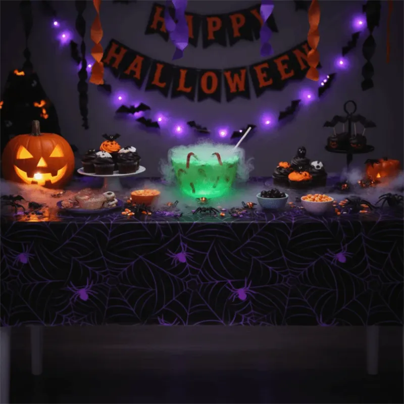 Halloween Spider Web Disposable Tablecloth 3