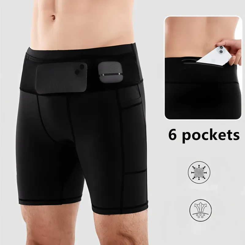 Men's 6-Pocket Compression Running Shorts 1