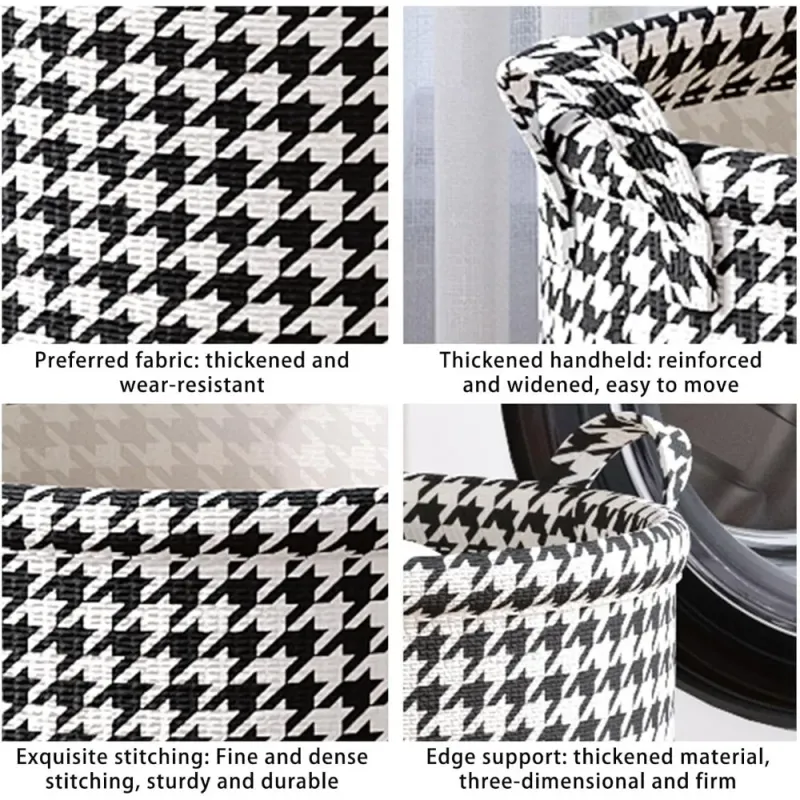Houndstooth Foldable Laundry Basket 4