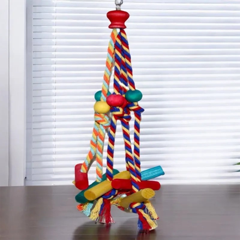 Wooden Rope Bird Chewing Climbing Toy 2