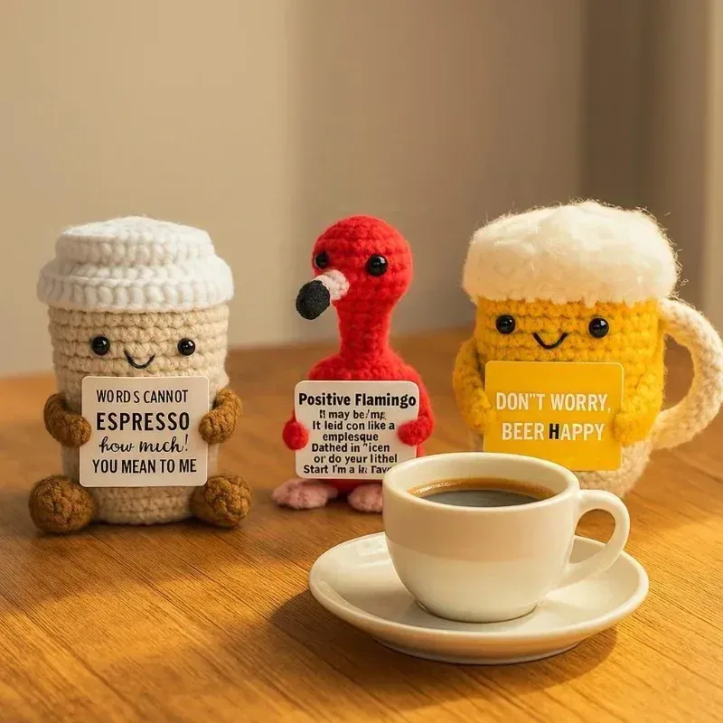 Cute Crochet Coffee Mug Figurine with Card 5