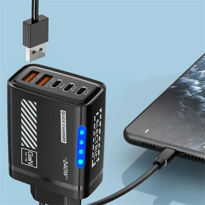 240W GaN 5-in-1 USB C Desktop Charger 6