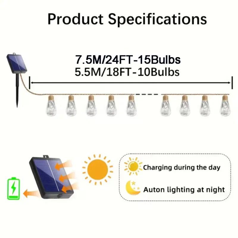 Solar Hemp Rope Fairy Lights 6