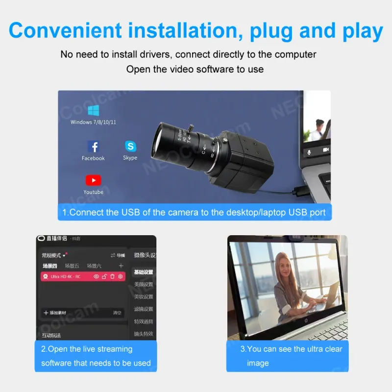 2K/4K Varifocal Streaming Webcam 4