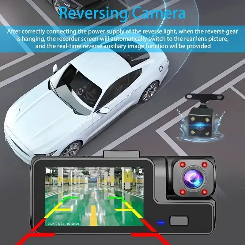 3Camera Dash Cam 1080P WIFI 5