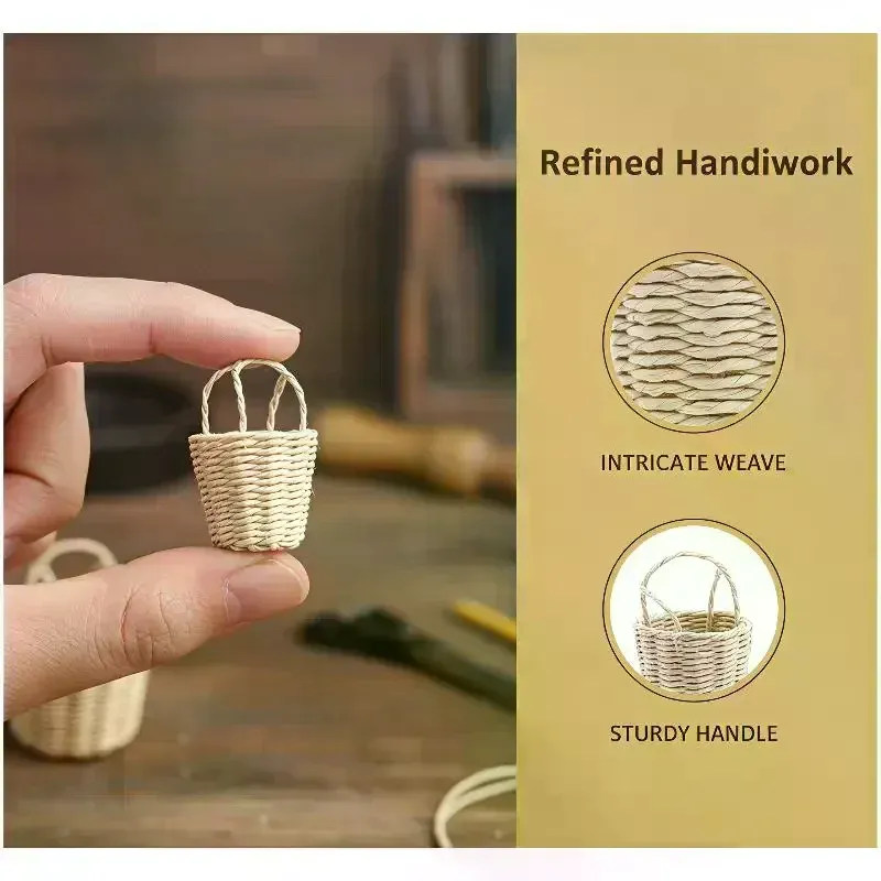 Mini Handwoven Straw Storage Basket 4