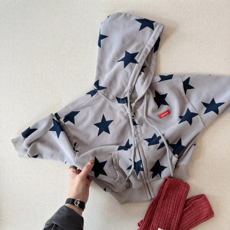 Kids Stars Hooded Zipper Coat 6