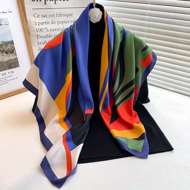 Abstract Silk Square Scarf 90x90cm 1