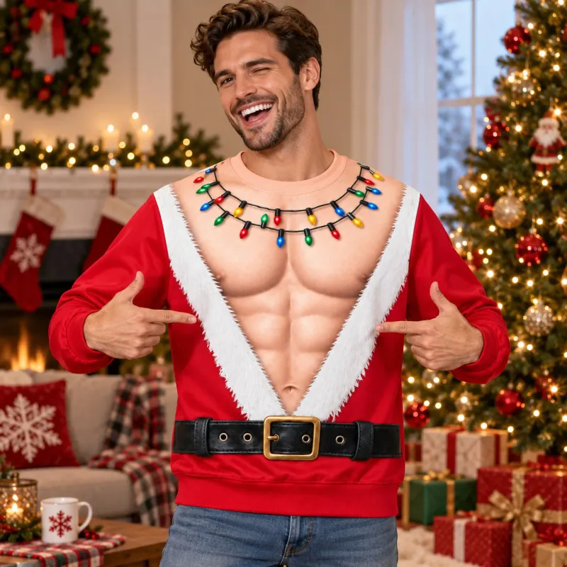 Funny Hairy Chest Christmas Sweatshirt 1