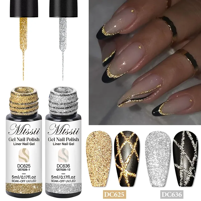Reflective Glitter Liner Gel Nail Polish Set 1