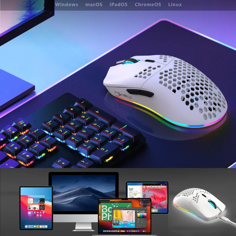 HXSJ T66 10000DPI RGB Wireless Gaming Mouse 3