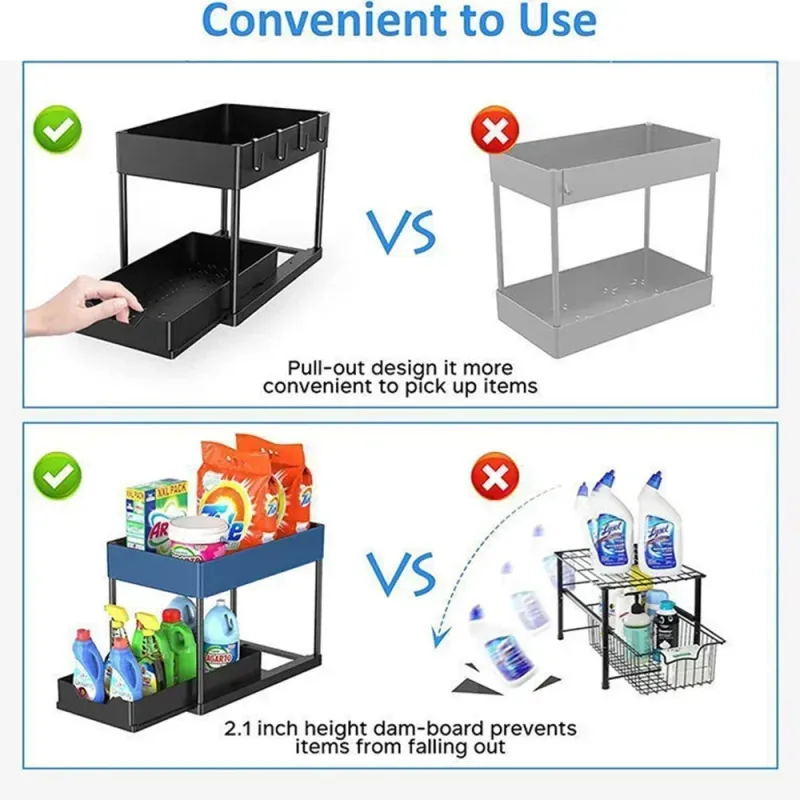 2-Tier Sliding L-Shape Under Sink Organizer 3