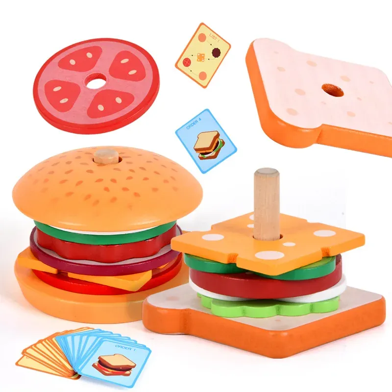 Wooden Hamburg Sandwich Stacking Toy 5