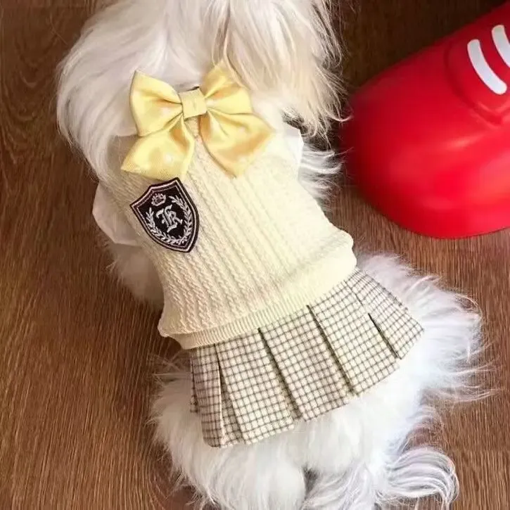Plaid Pet Sweater with Bow Tie 3