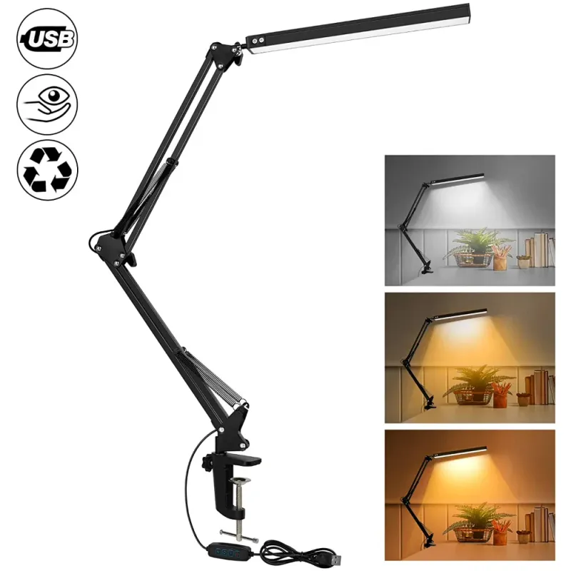 10W LED Swing Arm Desk Lamp with Clamp 1