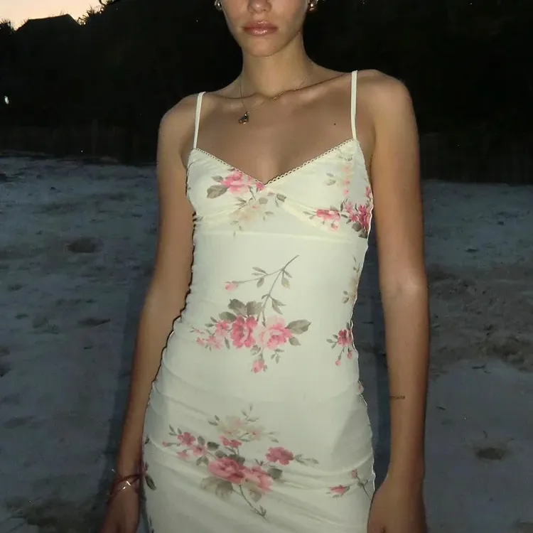 Y2K Floral Bodycon Maxi Dress 5