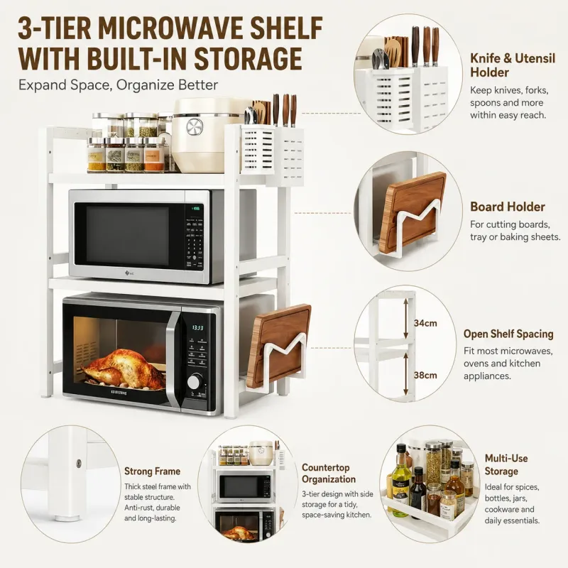 Expandable Microwave Shelf Organizer 3