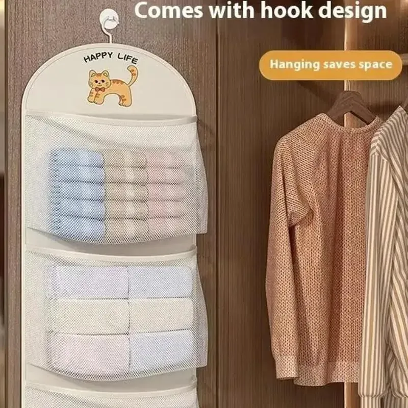 Cat Print 3-Layer Hanging Closet Organizer 4