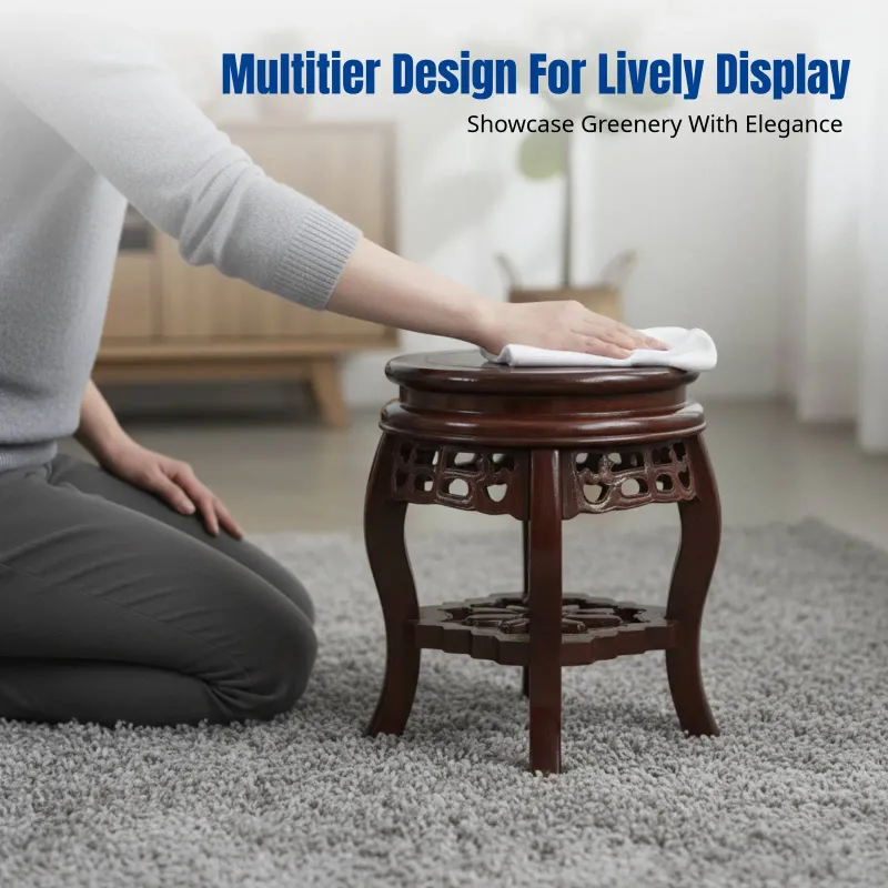 Chinese Style Faux Wood Plant Stand 3