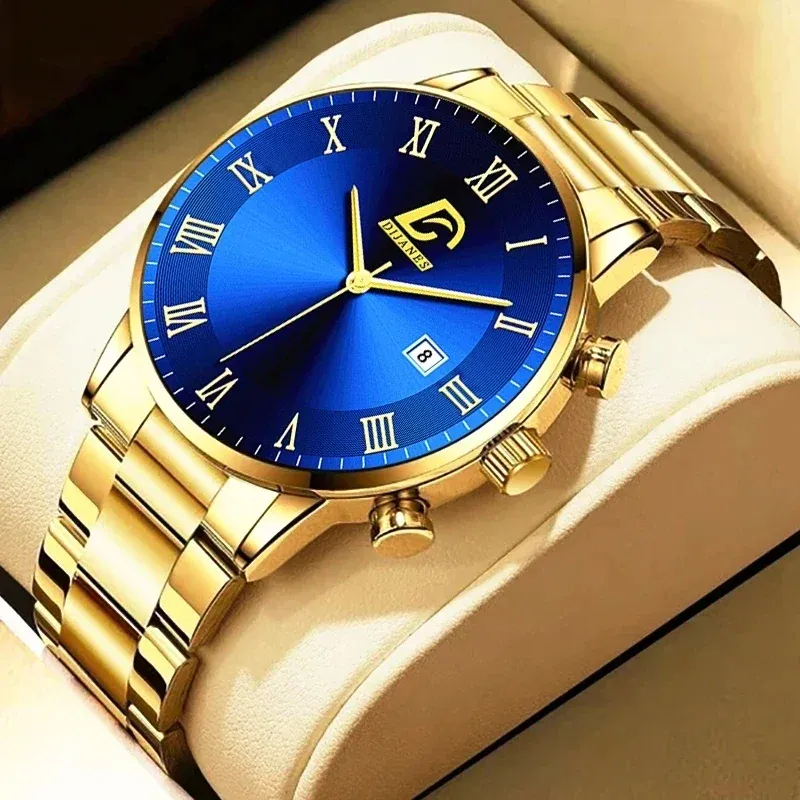 Gold Stainless Steel Minimalist Watch for Men 1