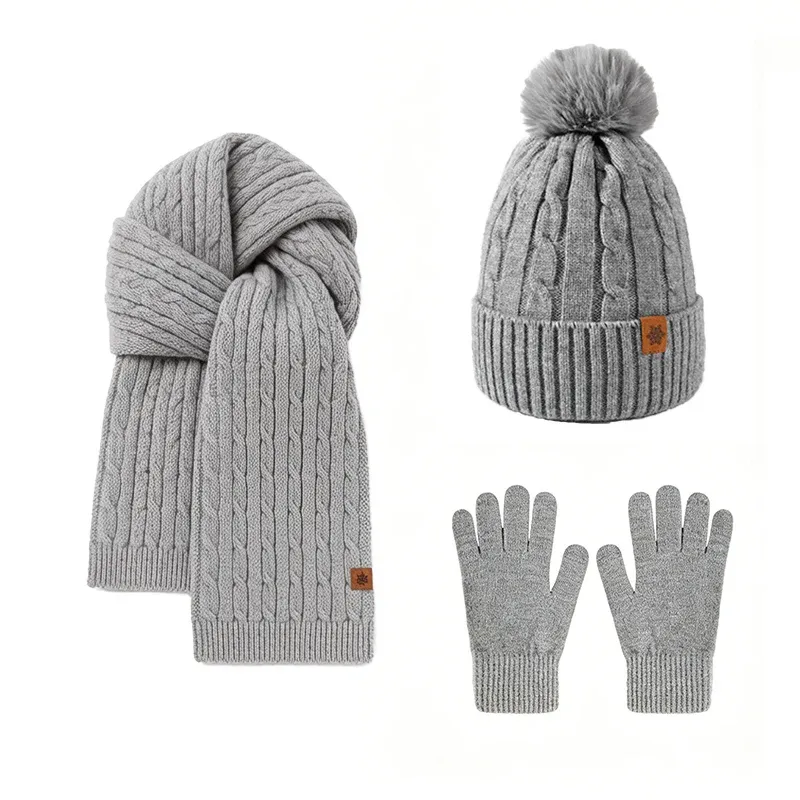 Winter Warm 3-Piece Knit Set with Touch Screen Gloves 6