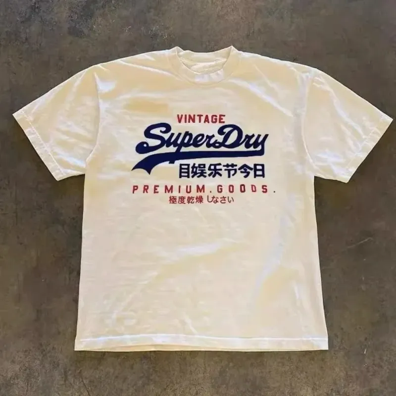 Vintage Letter Print Cotton Tee 3