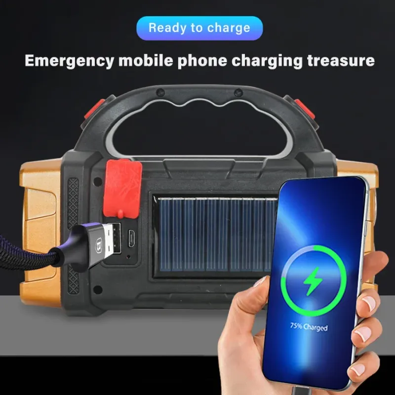 Solar Rechargeable Dual-Light Flashlight 3