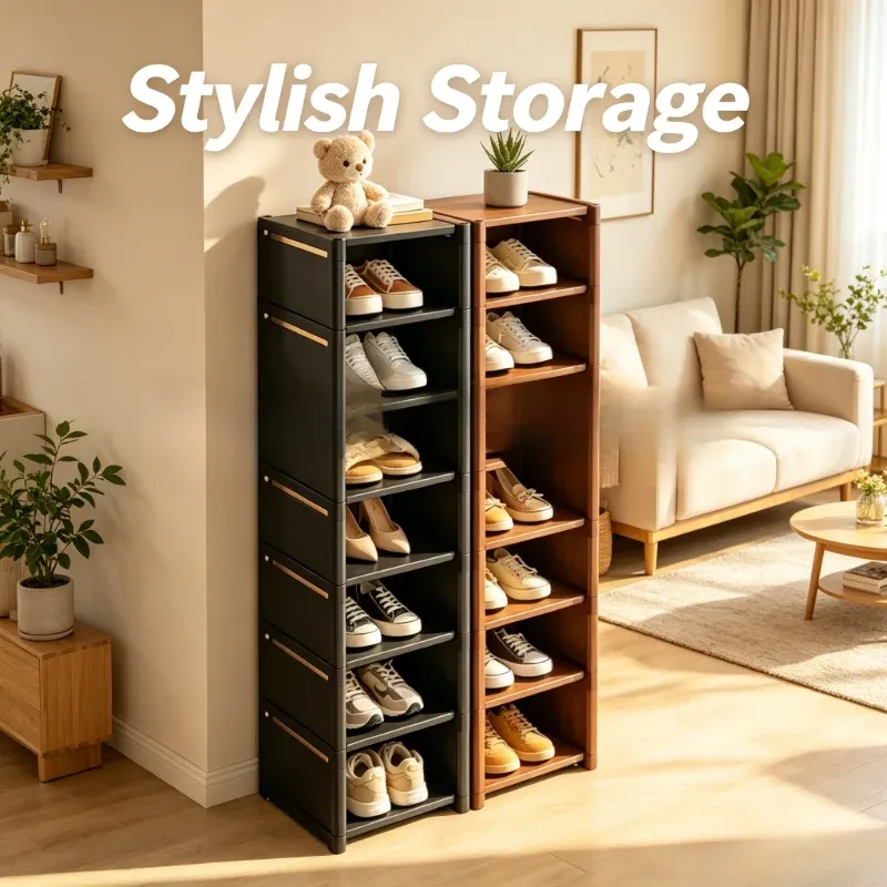 8-Tier Slim Black Shoe Rack Organizer 1