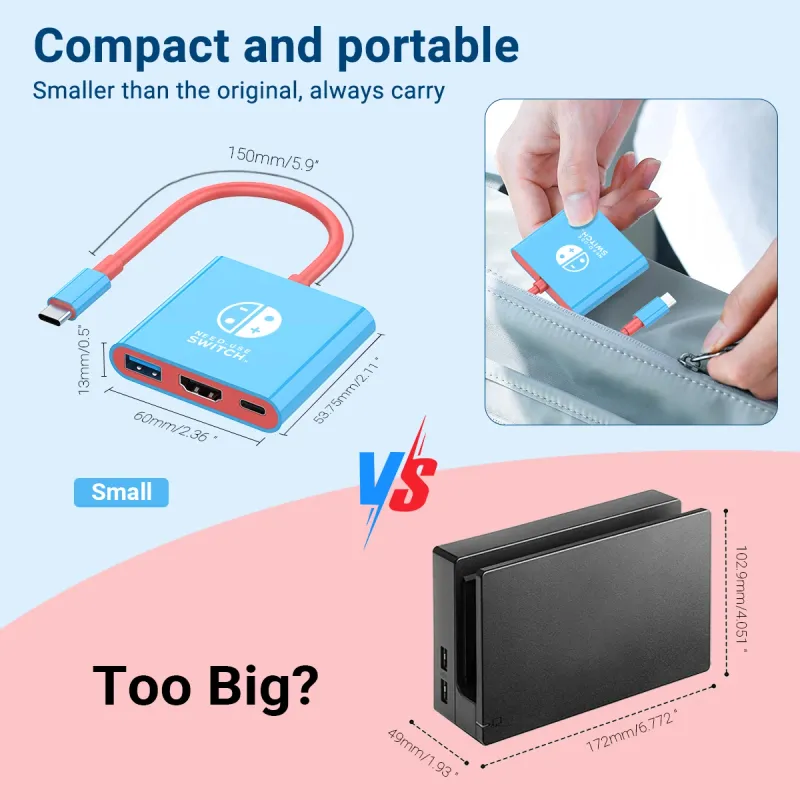 3-in-1 USB C Hub with 4K HDMI & 100W PD 5