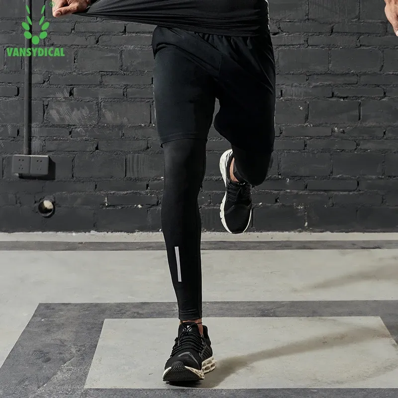 Men's Compression Running Pants with Reflective Stripes 5