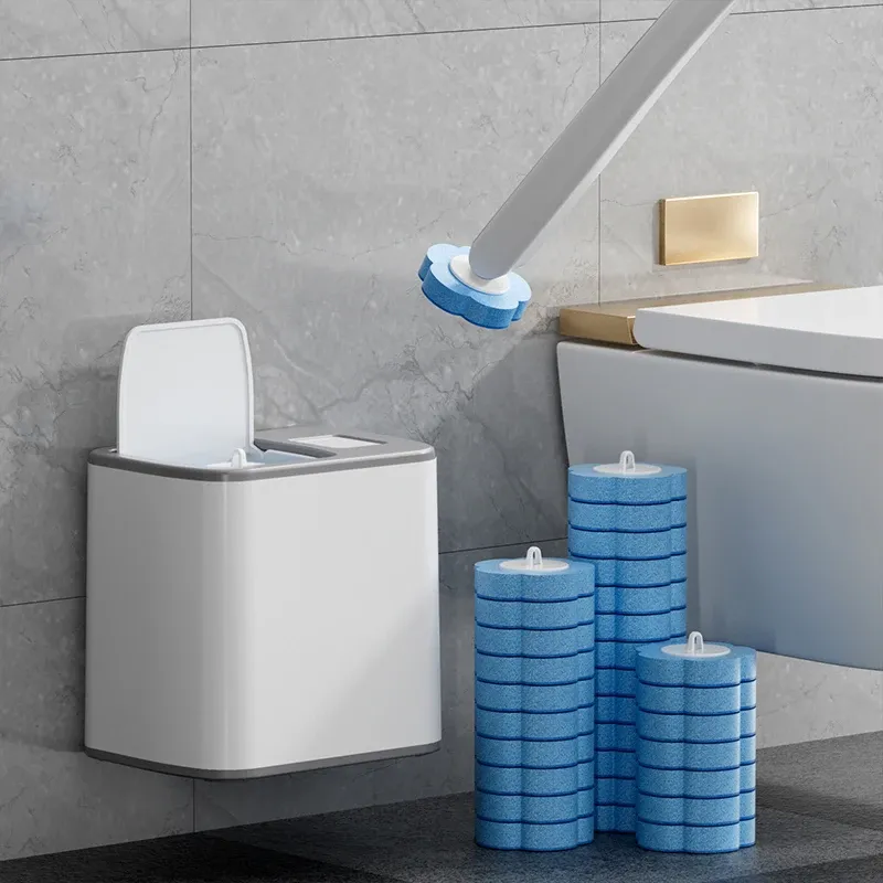 Disposable Toilet Brush Replaceable Wall-Mounted Long Handle Cleaning Tool 3