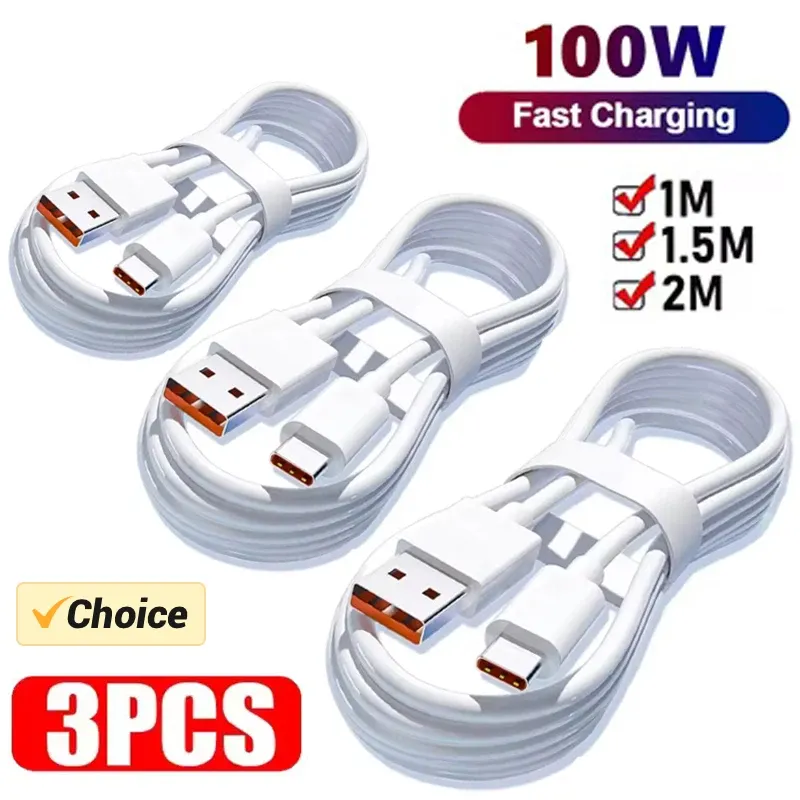 3-Pack 100W USB-C Fast Charger Cables 1