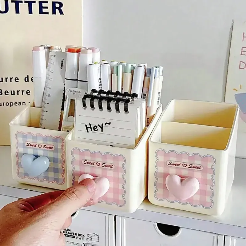 Heart Pattern Desktop Organizer Box 2