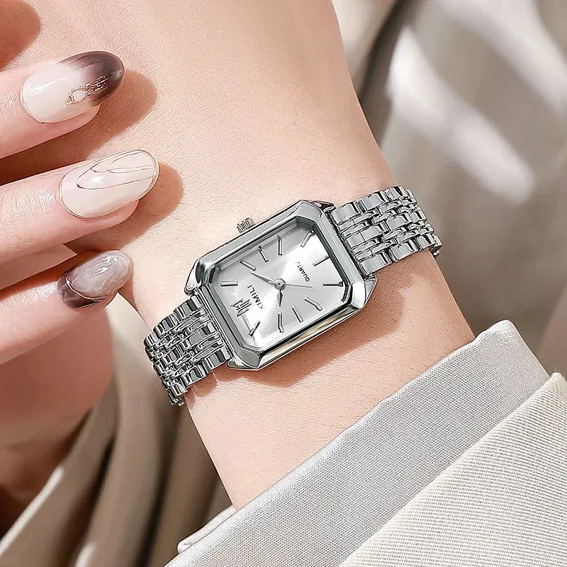 Luxury Rectangle Steel Band Quartz Watch 6