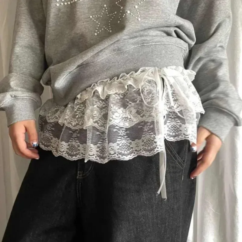 Korean Lace Layered Gauze Mini Skirt 5