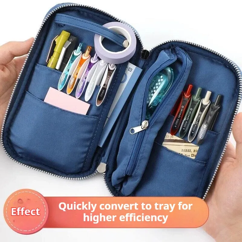 Japan KOKUYO Large Capacity Pencil Case Multifunctional Open Pencil Bag Student Stationery Pouch School Office Pen Organizer 6