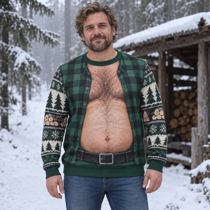 Lumberjack Dad Bod Ugly Christmas Sweater 3