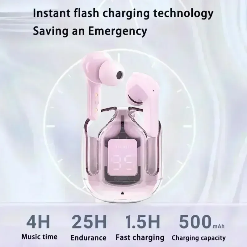Bluetooth 5.3 Transparent Earphones with LED Display 5