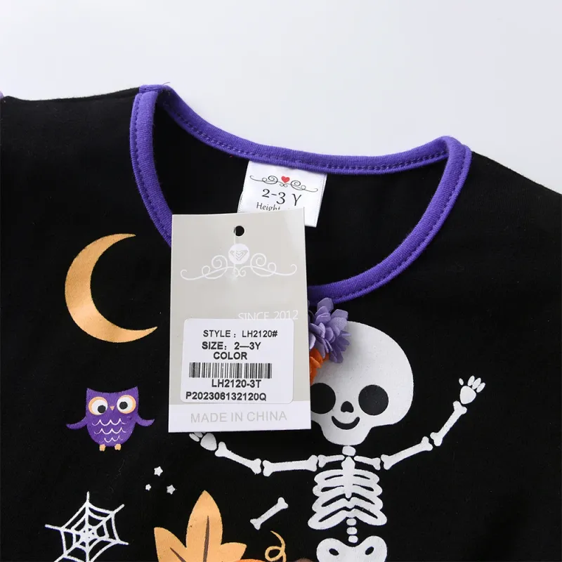 Girls Pumpkin Skull Princess Dress 5