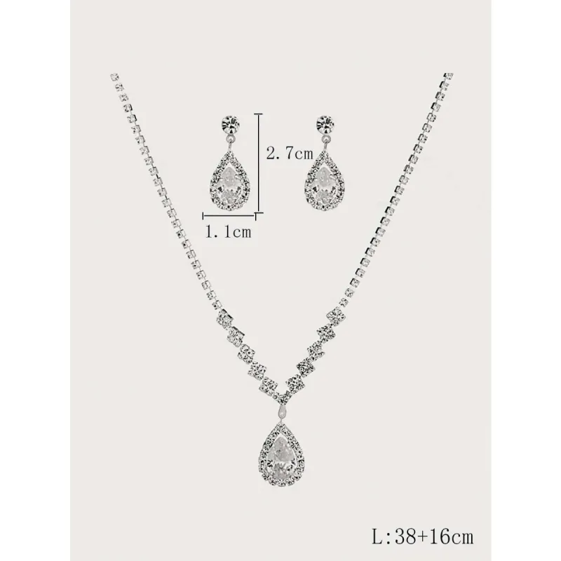 Luxury Zircon Stud Earrings & Necklace Set 4